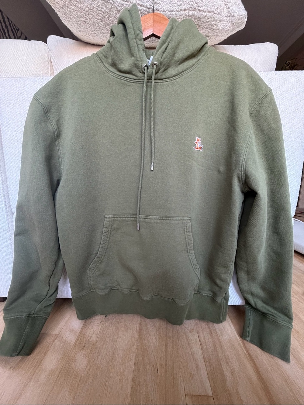 Maison Kitsuné Olive Green Men's Hooded Sweatshirt “Chillax”